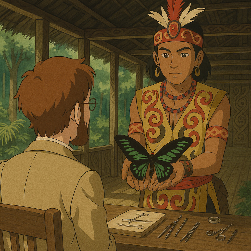 Dayak with butterfly